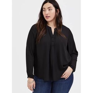 NWT | TORRID | BLACK GEORGETTE PINTUCK BUTTON DOWN BLOUSE | 3X